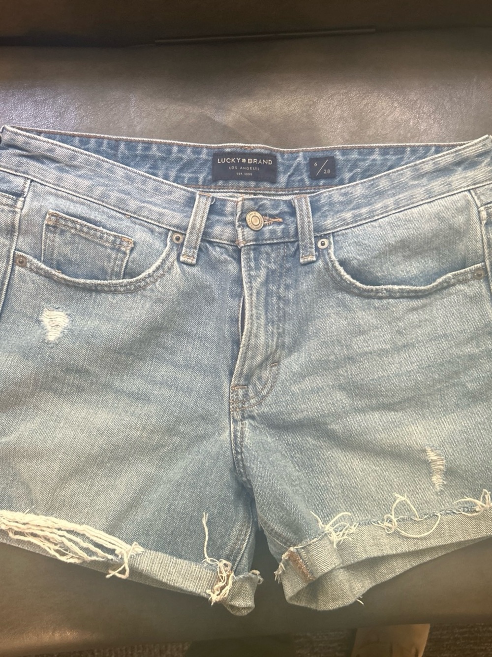 Lucky Brand Light Blue Denim Shorts with Brass Zipper Detail
